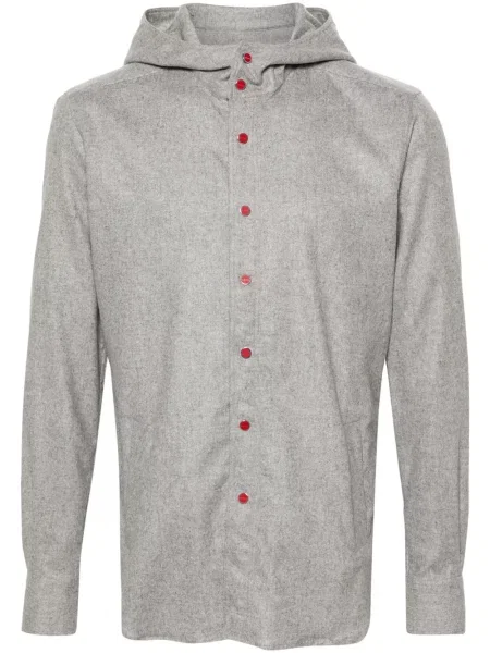 Flanelová košile Kiton s kapucí šedá