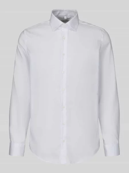 Koszula biznesowa o kroju slim fit z kołnierzykiem typu kent Seidensticker biała