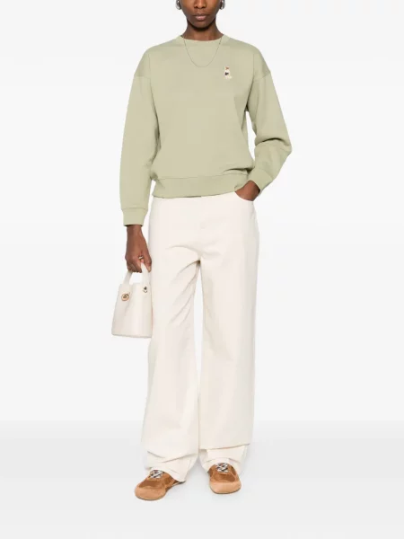 Hanorac Maison Kitsune cu broderie verde