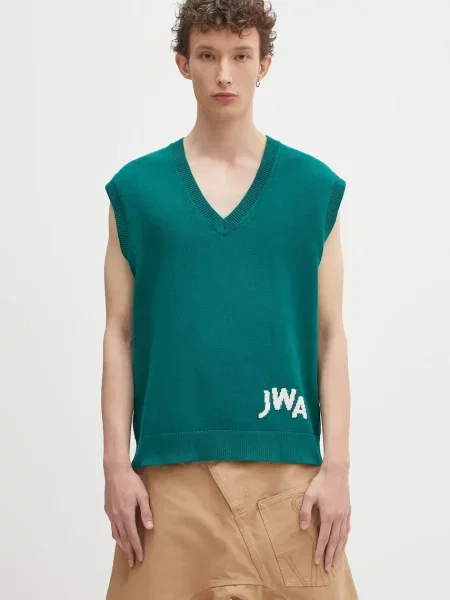 Vesta z kašmírové směsi JW Anderson Jwa V Neck zelená