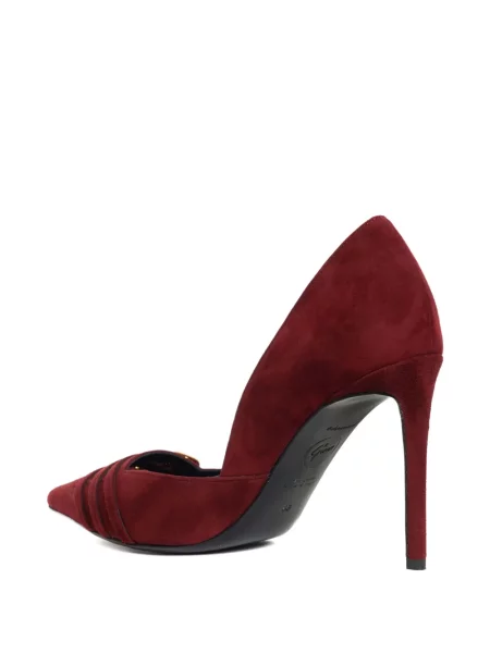 Pantofi cu toc Ginissima din piele de căprioară cu cataramă roșu
