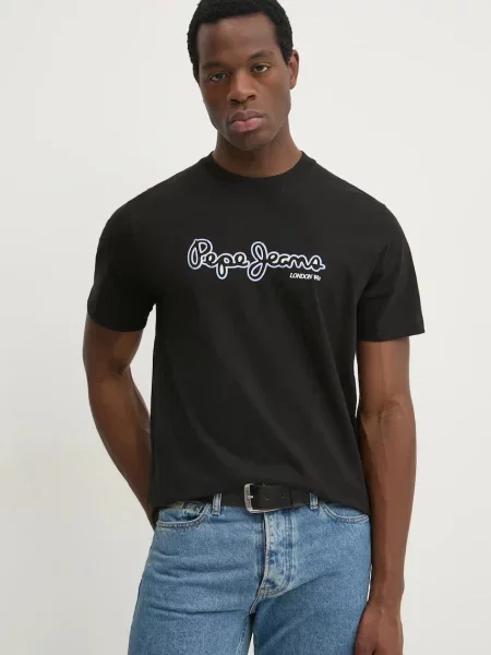 Тениска Pepe Jeans DORIAN TEE с принт черно
