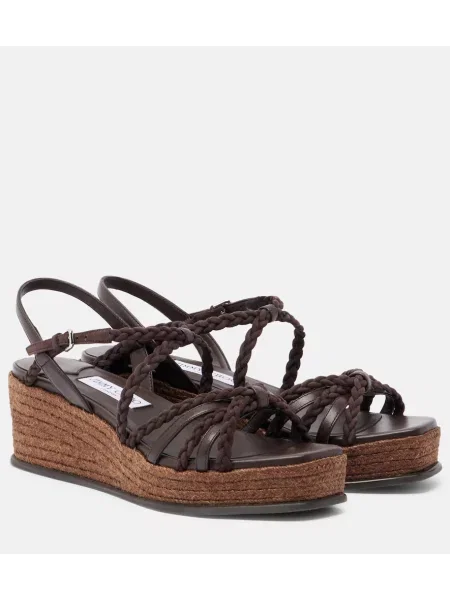 Espadrile Jimmy Choo din piele de căprioară țesuți maro