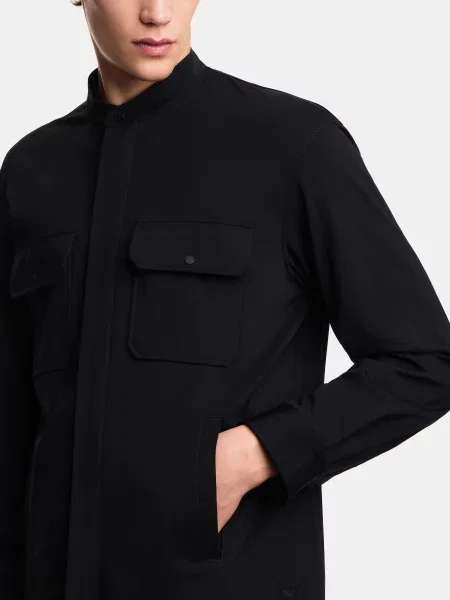 Сорочка повсякденна Emporio Armani темно-синій поліамід/еластан синя