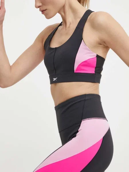 Спортен сутиен Reebok Lux с десен черно