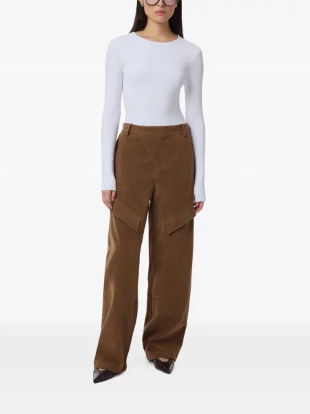 Pantaloni cargo Apparis din piele de căprioară maro