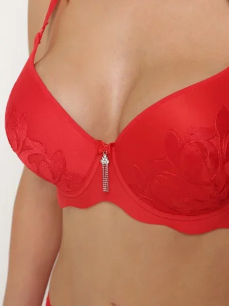 Sutien cu cupe Full Cup și dantelă Timapel roșu