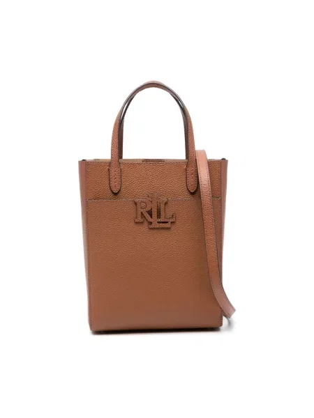 Mała shopperka Lauren Ralph Lauren skórzana brązowa