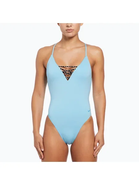Costum de baie dintr-o piesă pentru femei Nike Sneakerkini Croccback aquarius blue/scuba blue albastru