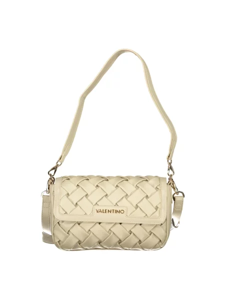 Lniana torebka Valentino Bags biznesowa beżowa