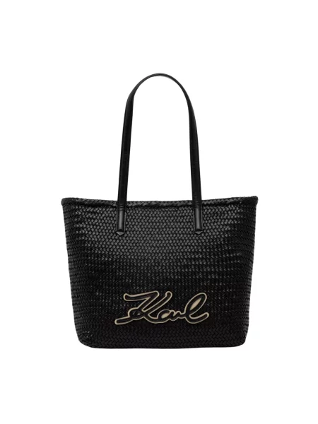 Karl Lagerfeld torebka shopper skórzana K/SIGNATURE czarna