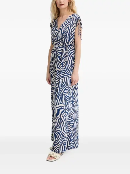 Rochie maxi Morgan cu imagine cu decolteu în V cu model zebră albastru