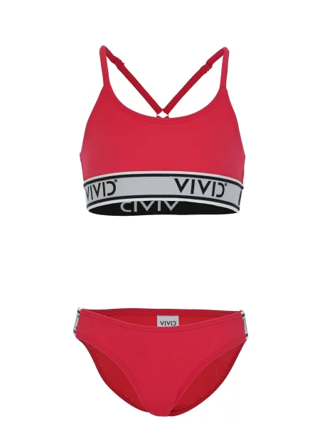 VIVID Jednodijelni kupaći kostim siva / crvena / melange crna