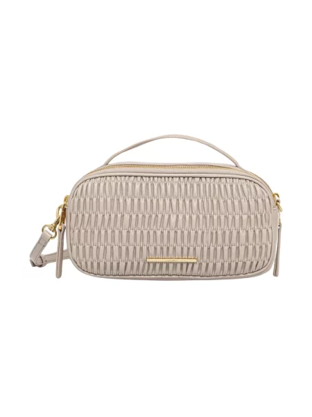 Calvin Klein Torba Na Ramię Z Falbanką beige beżowa