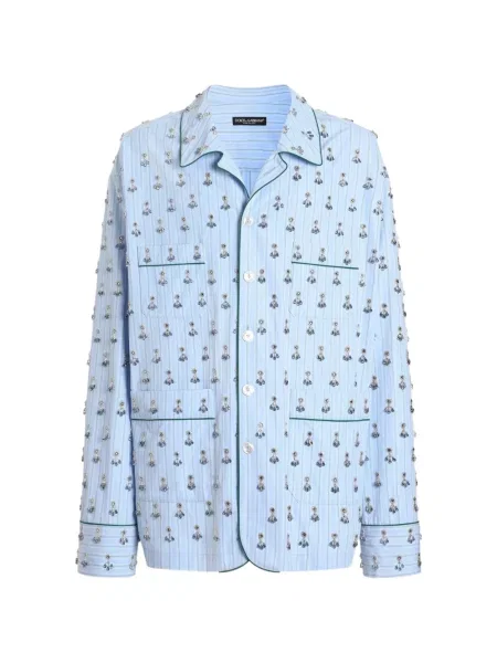 Cămașă Dolce & Gabbana cu broderie albastru