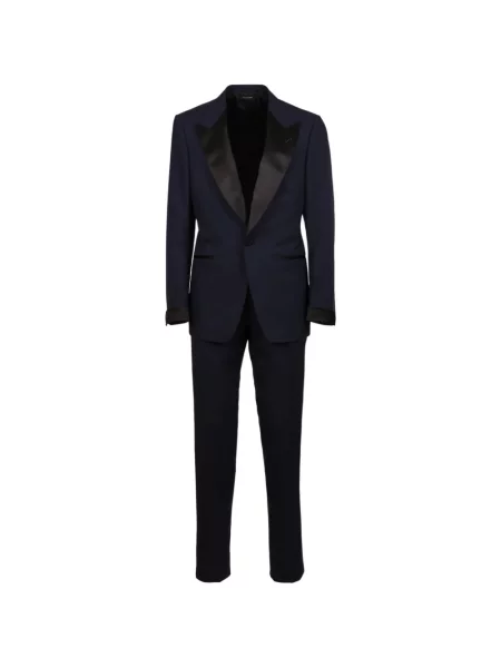 Costum Tom Ford din satin albastru
