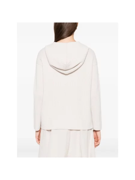 Sweter Max Mara wełniany z kapturem biały