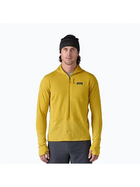 Мъжки софтшел якета Patagonia R1 Hybrid Pullover Hoody bundle green жълто