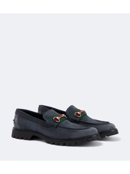 Pantofi loafer Gucci din piele de căprioară albastru