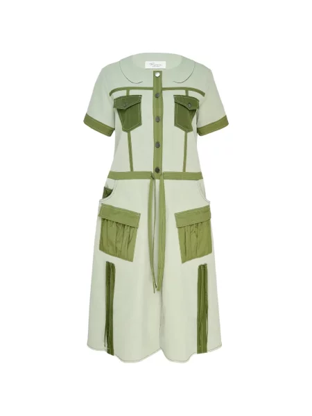 Gulerat rochie midi Caroline Hu verde