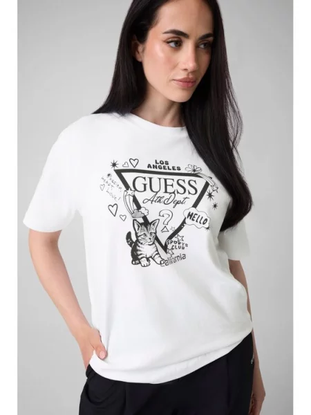 GUESS ACTIVE Tricou Kitten alb