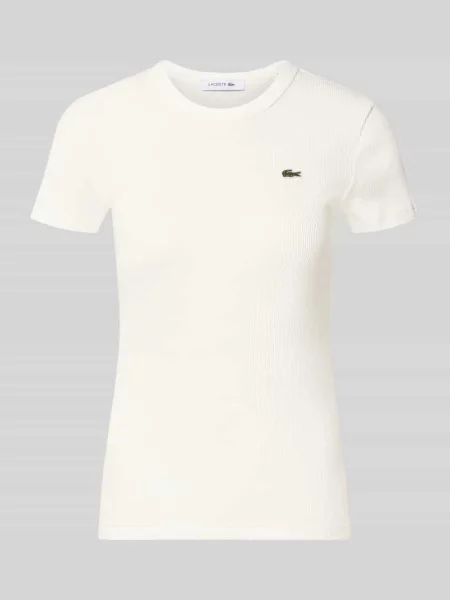 T-shirt o kroju slim fit z czystej bawełny model Lacoste Sport biała