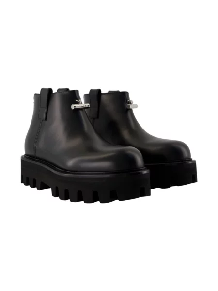 Botki Alexander Mcqueen skórzane na platformie czarne