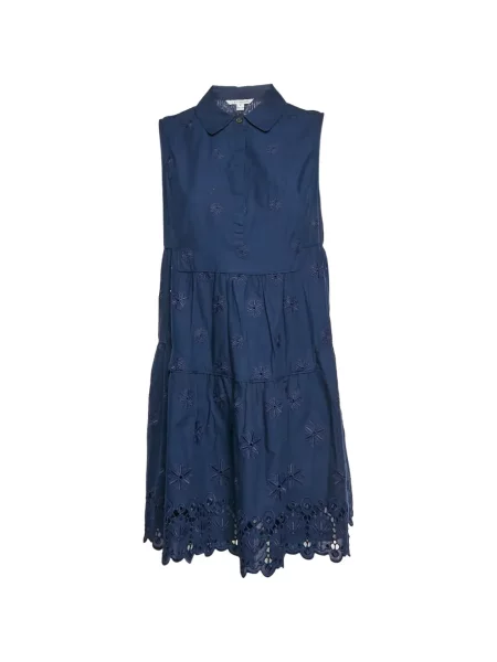 Rochie tip cămașă Dvf Diane Von Furstenberg cu broderie albastru
