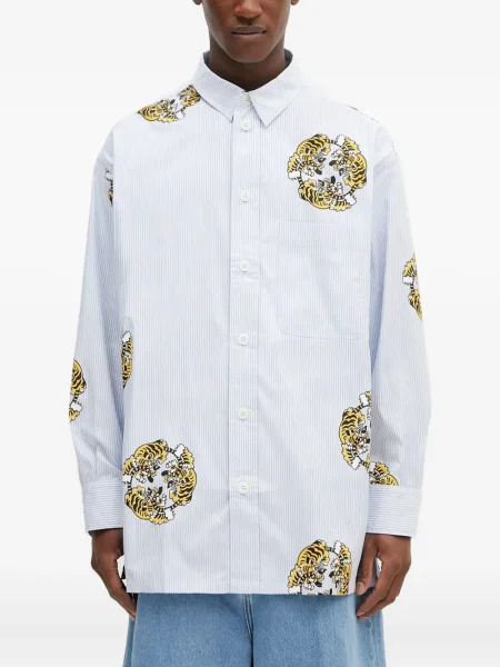 Риза Kenzo на райета с принт синьо