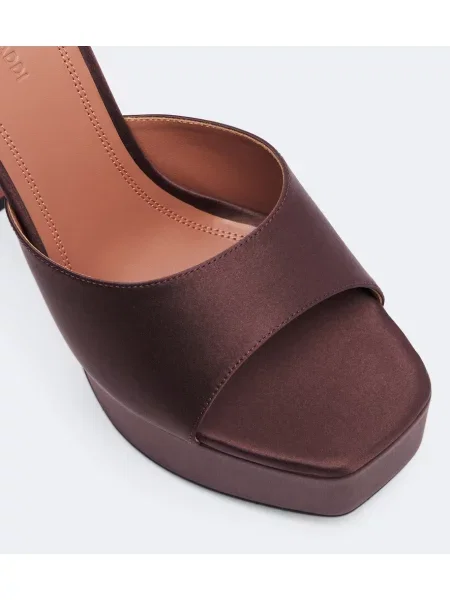 Papuci tip mules Amina Muaddi din satin cu platformă