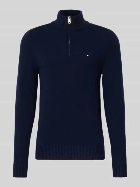 Tommy Hilfiger sweter z dzianiny Mężczyźni Wełna niebieski jednolity L granatowy
