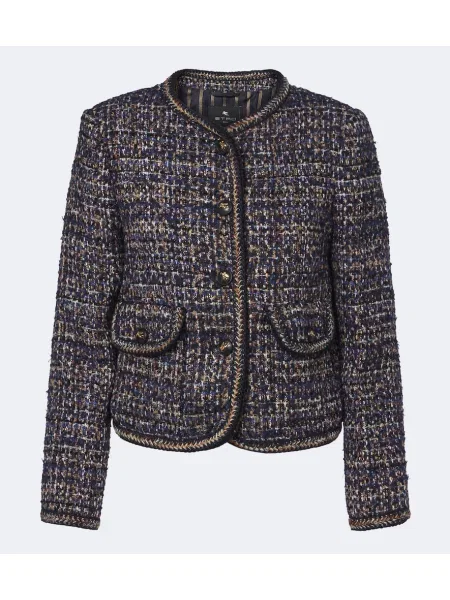 Geacă Etro din tweed albastru