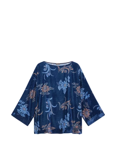 Cămașă Maliparmi de catifea cu model floral cu imagine albastru