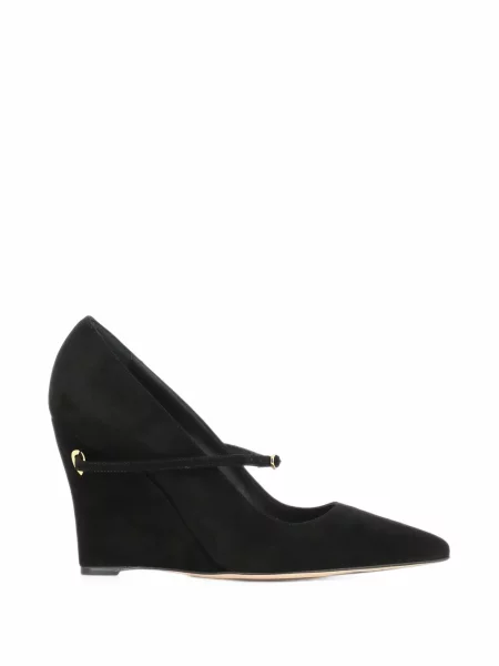 Pantofi cu toc Jennifer Chamandi din piele de căprioară cu pană negru