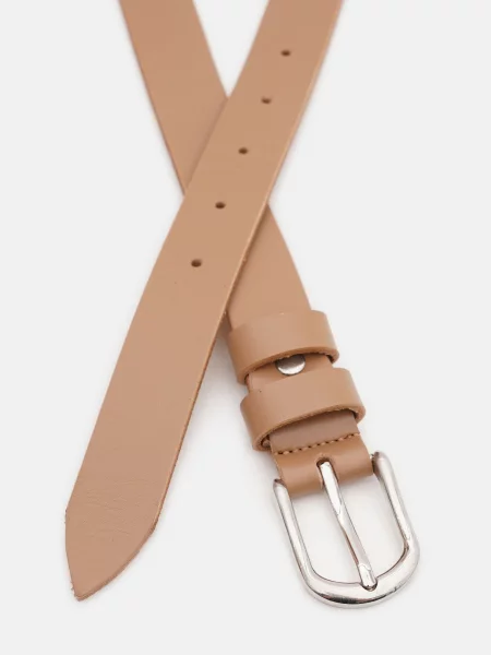 Кожаный ремень Borsa Leather с ремешками бежевый