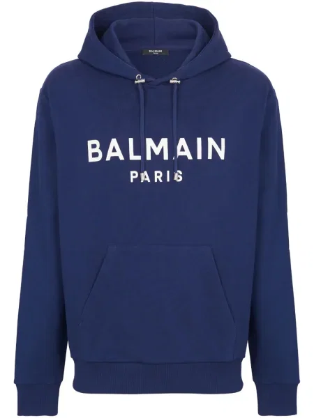 Majica s kapuljačom Balmain s printom plava