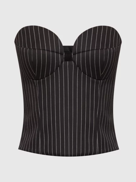 Вовняний смугастий корсетний топ Magda Butrym чорний