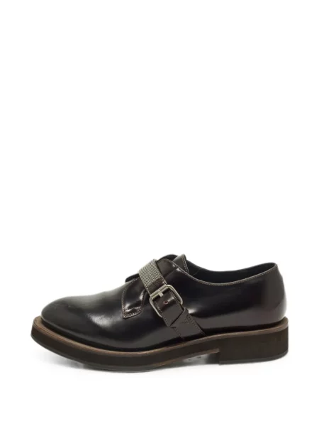 Pantofi derby Brunello Cucinelli cu cataramă cu bretele maro