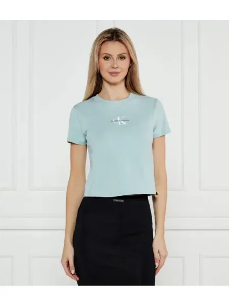 Calvin Klein Jeans Tricou Baby Tee albastru