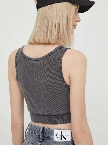 Cropped farmer felső Calvin Klein Jeans szürke