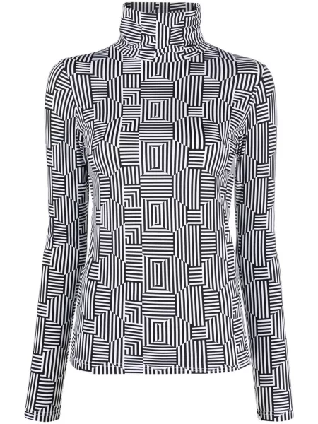 Bluzka Xacus w paski z nadrukiem czarna