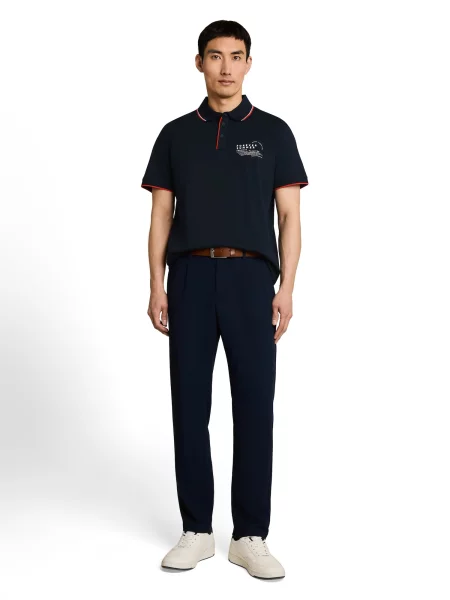 TOM TAILOR Tricou albastru închis / roșu alb
