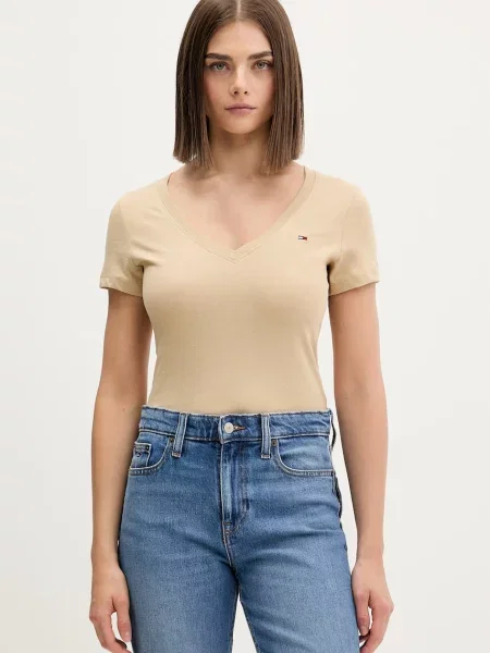 Tommy Jeans T-shirt γυναικείο μπεζ