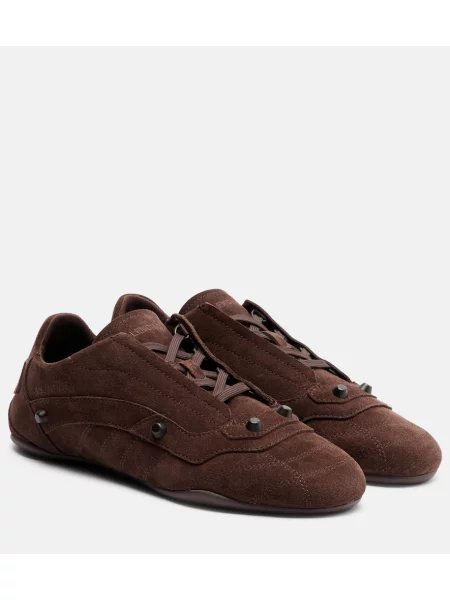 Sneakerși Balenciaga din piele de căprioară maro