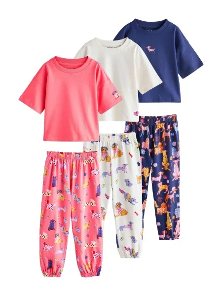 Next Pijamale bleumarin / portocaliu închis / roșu deschis alb