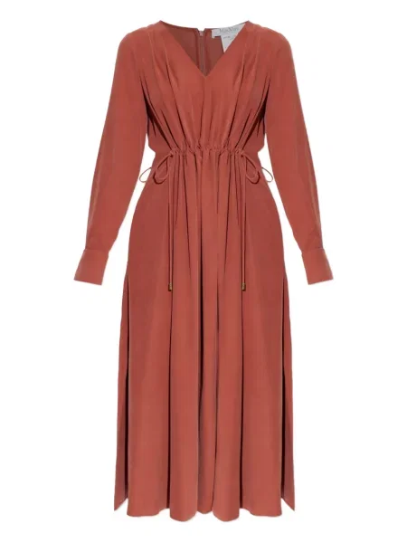 Rochie midi Max Mara cu decolteu în V cu legături maro