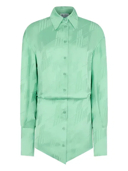 Rochie tip cămașă The Attico de costum verde