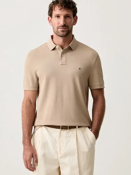 Tricou polo Tommy Hilfiger bej