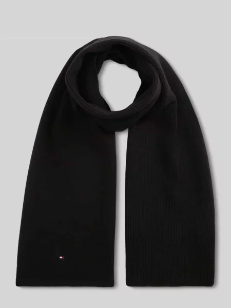 Szal z mieszanki bawełny z dodatkiem wełny Tommy Hilfiger czarna