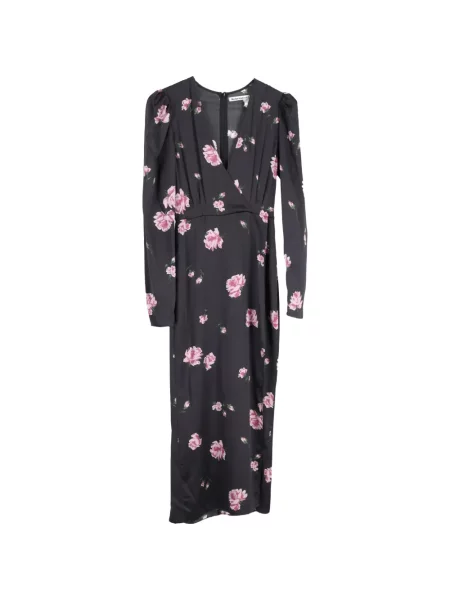 Rochie maxi Reformation cu model floral cu imagine până la genunchi negru